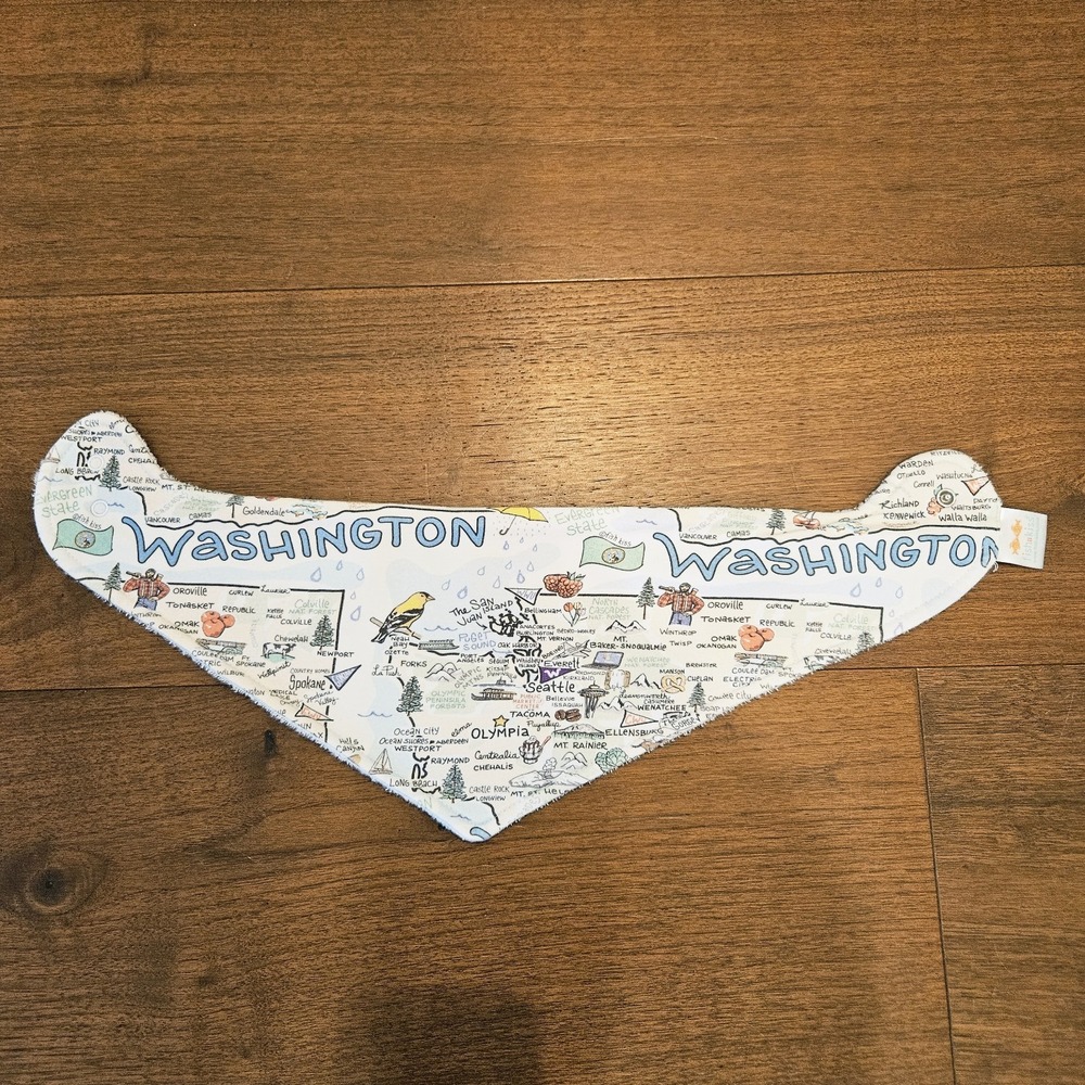 FishKiss State of Washington Bandana Bib Pima Cotton Baby Bib Fish Kiss Brand - Picture 3 of 9